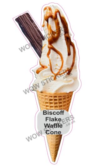 Biscoff Waffle Cone With Flake & Sauce