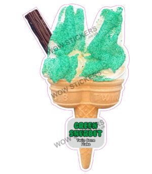 Green Sherbet Twin Cone With Flake