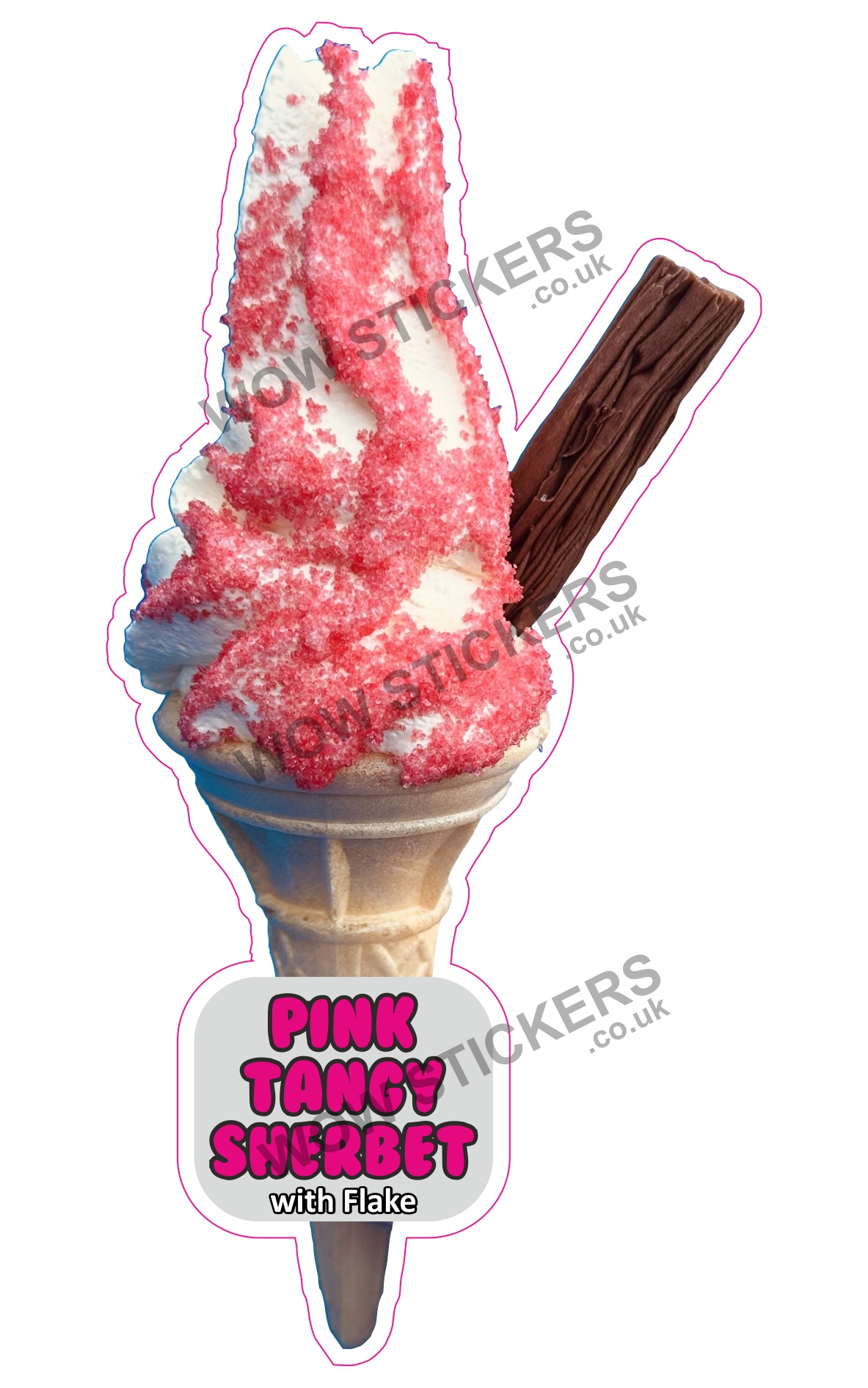 Pink Tangy Sherbet Flake Cone