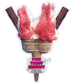 Pink Tangy Sherbet Twin Cone Double Flake