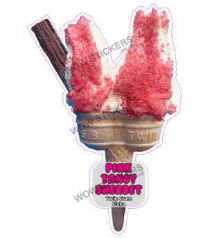 Pink Tangy Sherbet Twin Cone With Flake