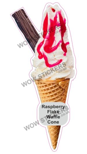 Raspberry Sauce Waffle Cone With Flake