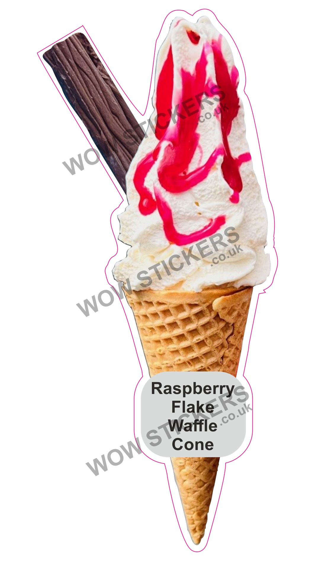 Raspberry Sauce Waffle Cone With Flake