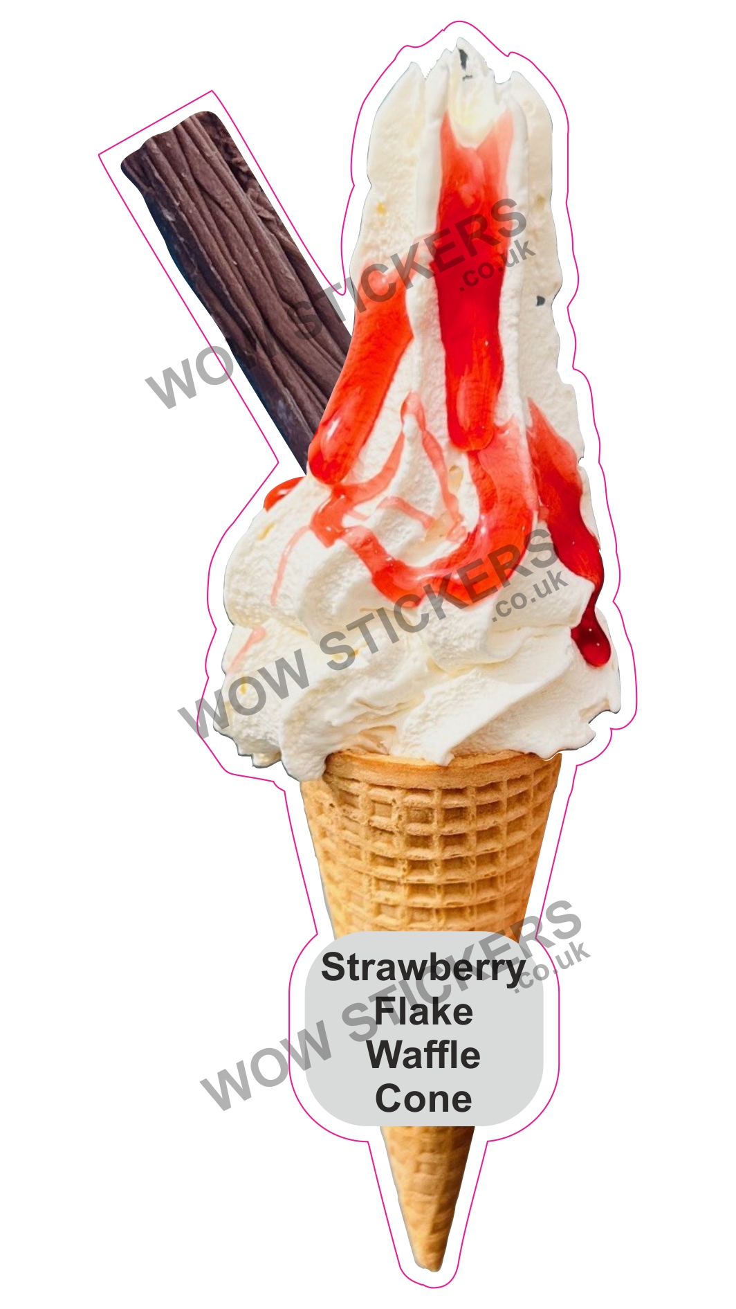 Strawberry Sauce Waffle Cone With Flake