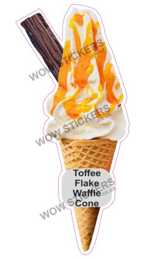 Toffee Sauce Waffle Cone With flake