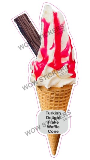 Turkish Delight Sauce Waffle Cone With Flake