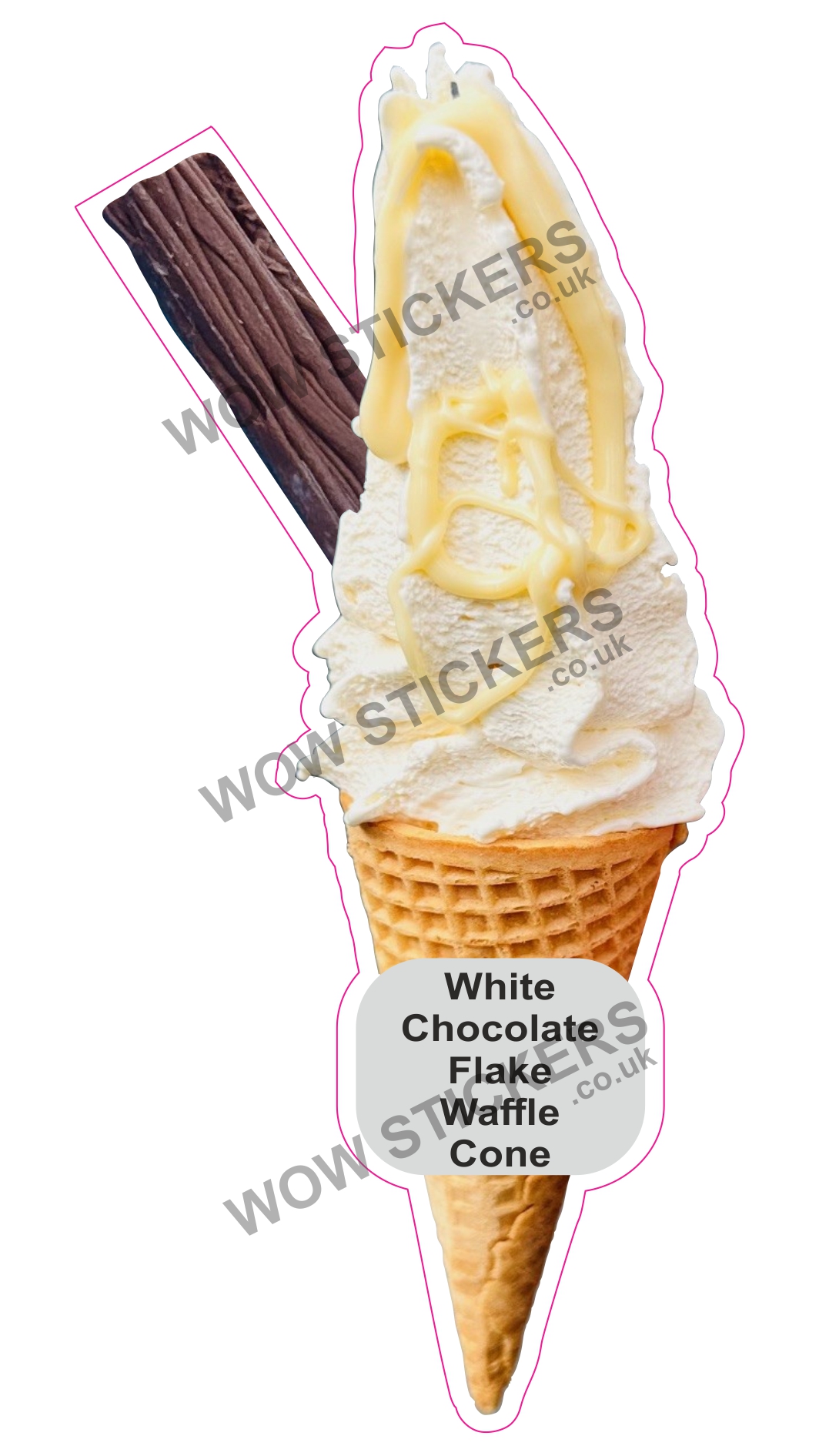 White Chocolate Sauce Waffle Cone With Flake