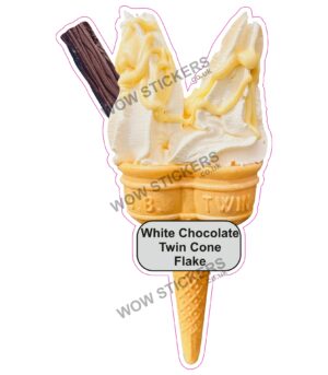 White Chocolate Twin Cone with Flake