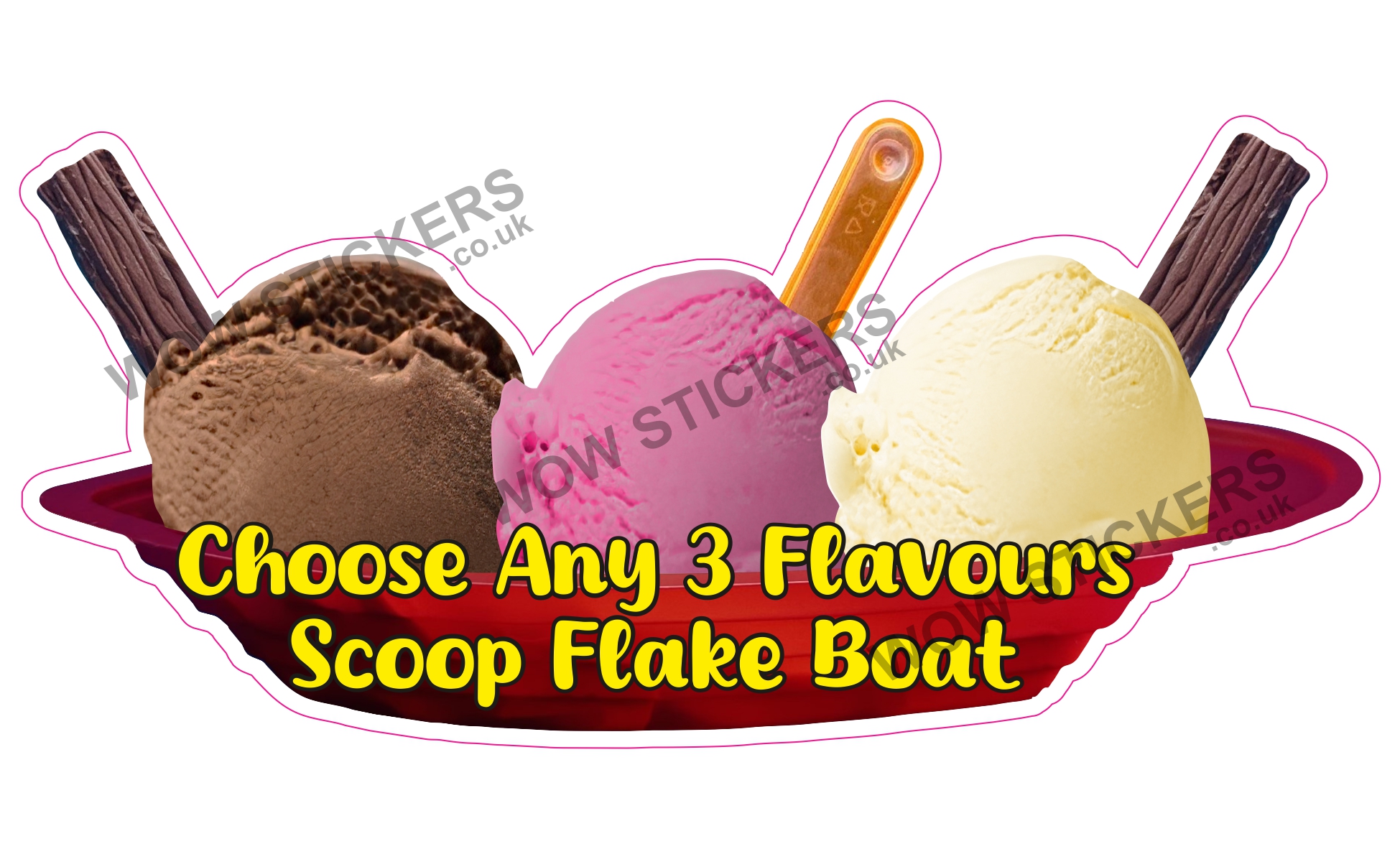Any 3 Flavours Scoop Ice Cream Boat with Flakes