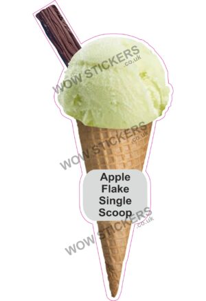 Apple Scoop Ice Cream Waffle Cone with Flake