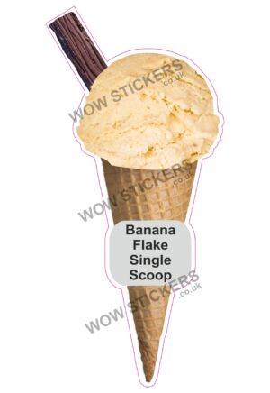 Banana Scoop Ice Cream Waffle Cone with Flake