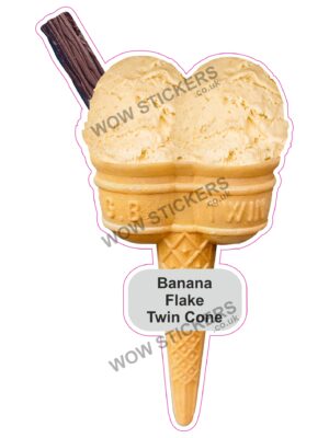 Banana Scoop Ice Cream Twin Cone with Flake