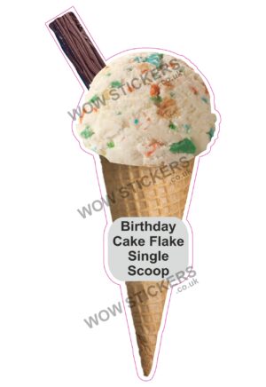 Birthday Cake Scoop Ice Cream Waffle Cone with Flake
