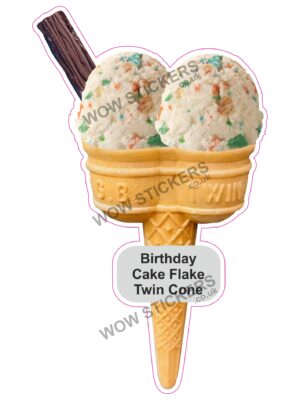 Birthday Cake Scoop Ice Cream Twin Cone with Flake