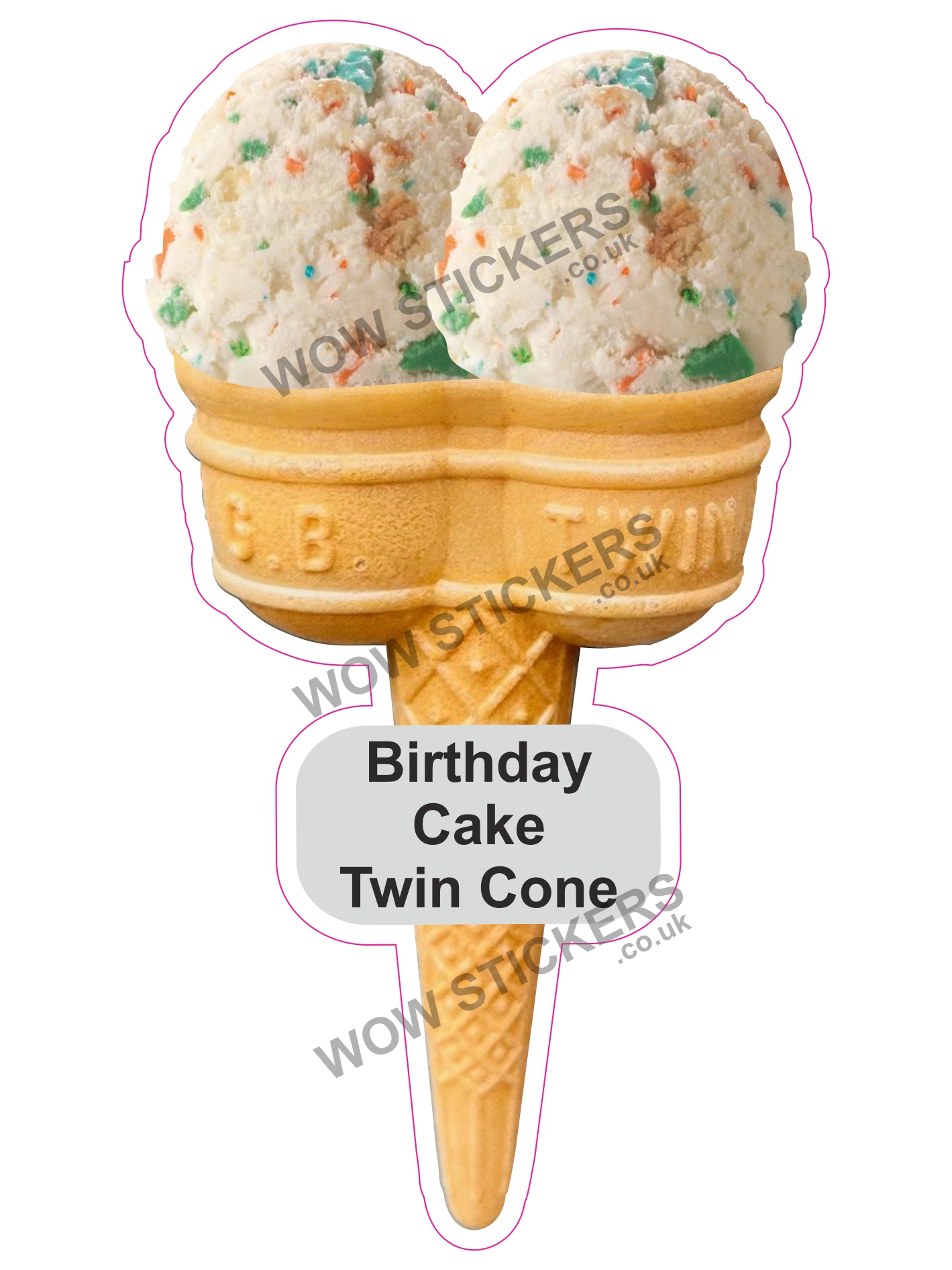 Birthday Cake Scoop Ice Cream Twin Cone