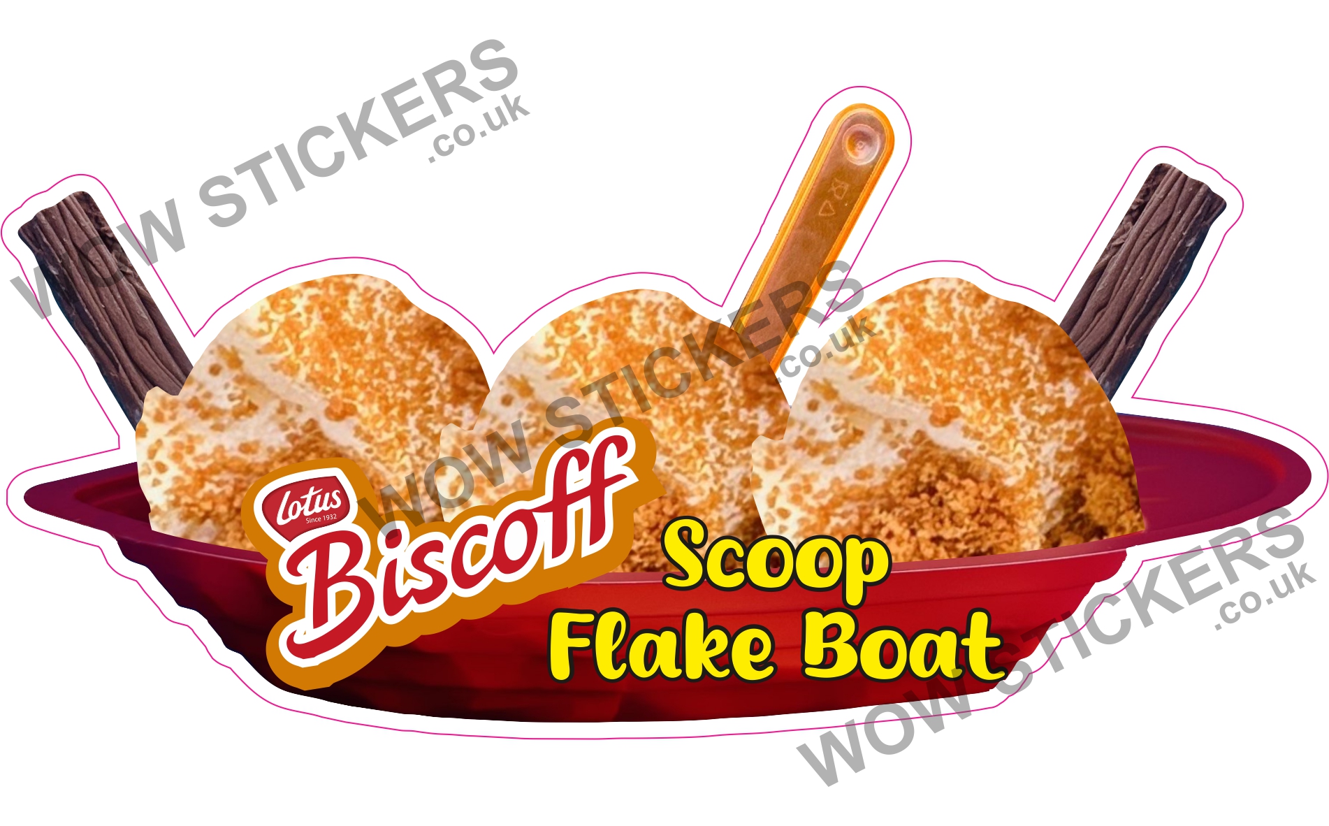 Biscoff Scoop Ice Cream Boat with Flakes