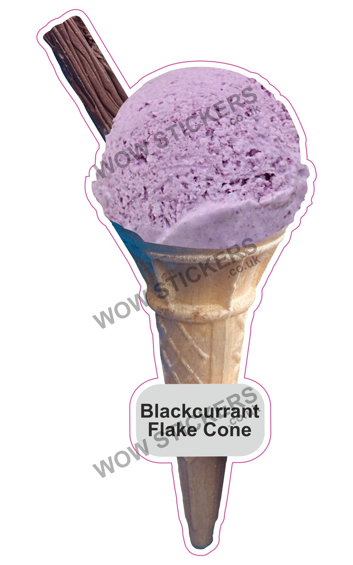 Blackcurrant Scoop Ice Cream Cone with Flake