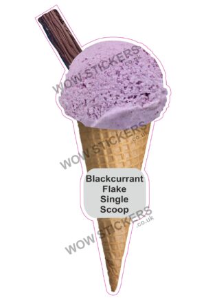 Blackcurrant Scoop Ice Cream Waffle Cone with Flake