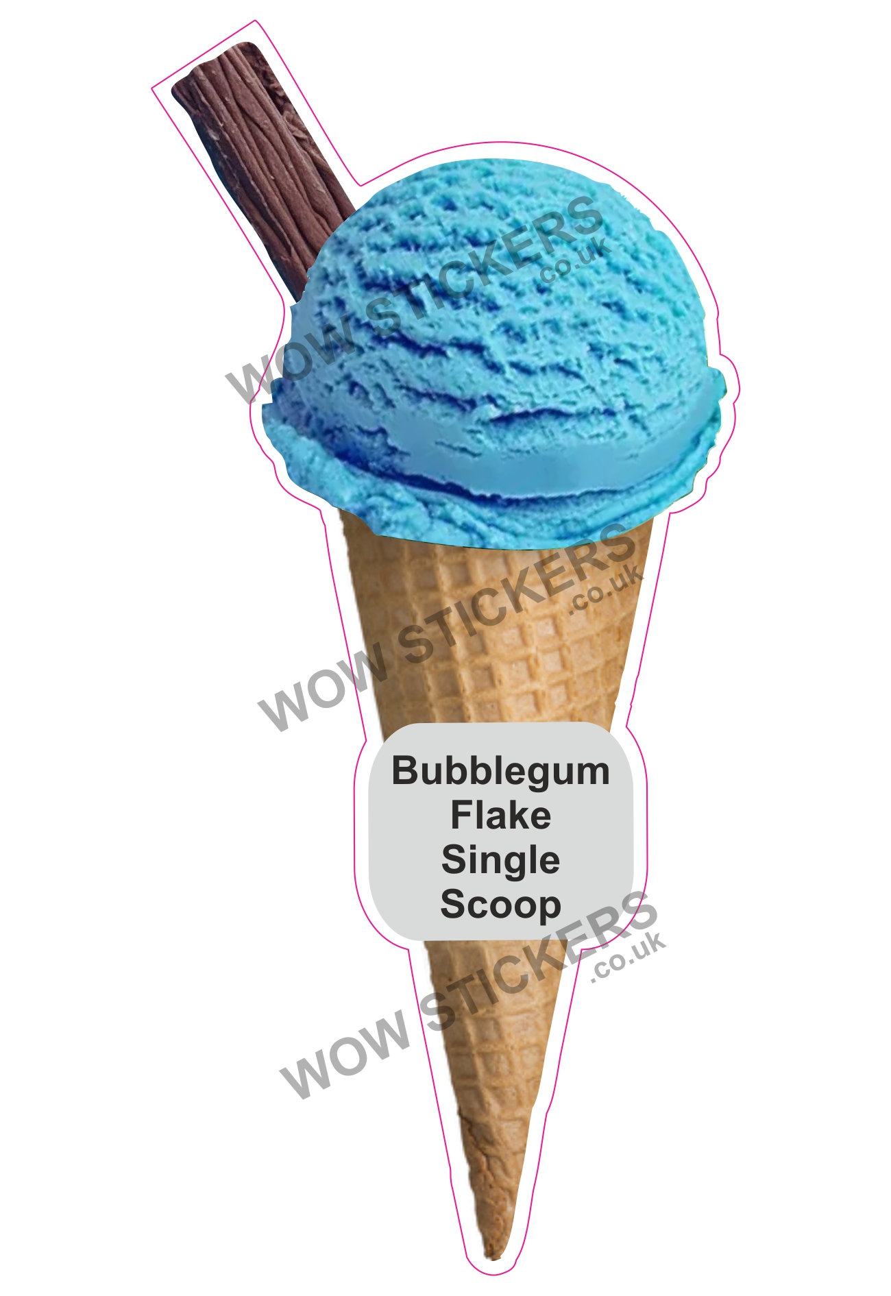 Bubblegum Scoop Ice Cream Waffle Cone with Flake