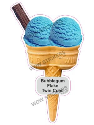 Bubblegum Scoop Ice Cream Twin Cone with Flake