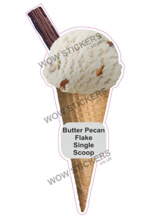 Butter Pecan Scoop Ice Cream Waffle Cone with Flake