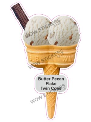 Butter Pecan Scoop Ice Cream Twin Cone with Flake