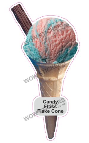 Candy Floss Scoop Ice Cream Cone with Flake