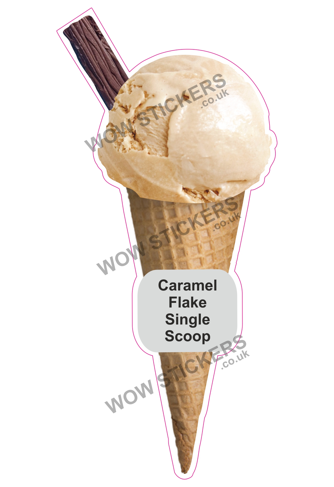 Caramel Scoop Ice Cream Waffle Cone with Flake