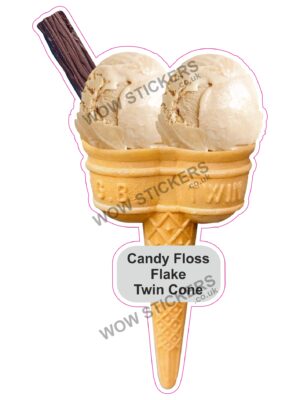 Caramel Scoop Ice Cream Twin Cone with Flake