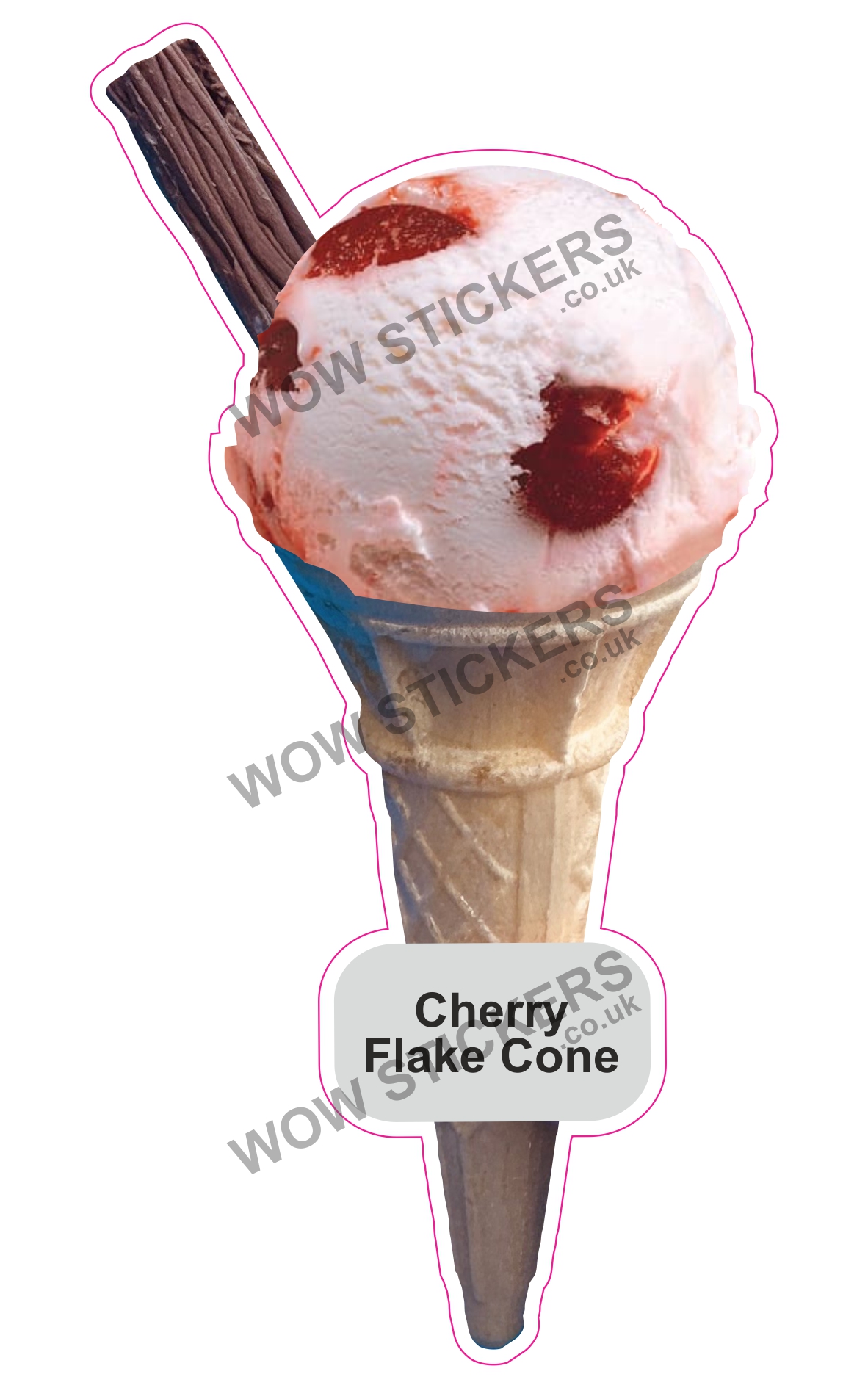 Cherry Scoop Ice Cream Cone with Flake