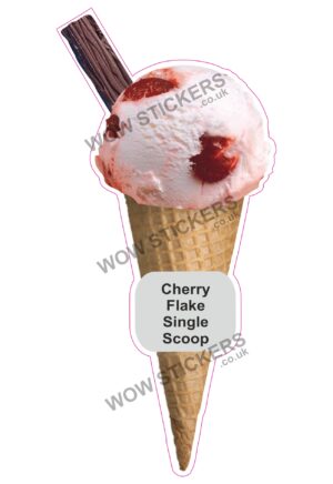 Cherry Scoop Ice Cream Waffle Cone with Flake