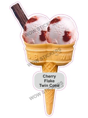 Cherry Scoop Ice Cream Twin Cone with Flake