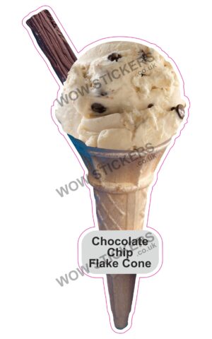 Chocolate Chip Scoop Ice Cream Cone with Flake