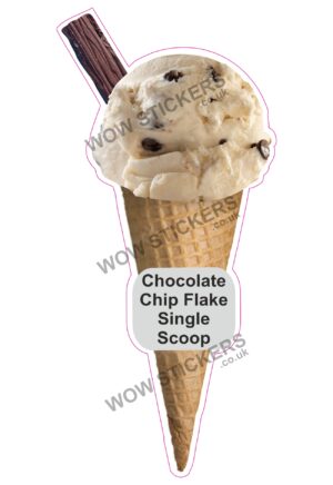 Chocolate Chip Scoop Ice Cream Waffle Cone with Flake