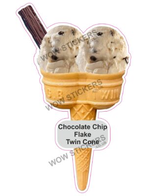 Chocolate Chip Scoop Ice Cream Twin Cone with Flake
