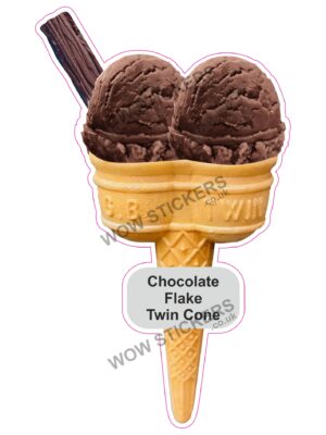 Chocolate Scoop Ice Cream Twin Cone with Flake