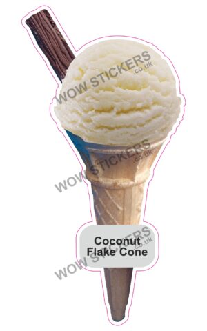 Coconut Scoop Ice Cream Cone with Flake