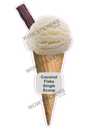Coconut Scoop Ice Cream Waffle Cone with Flake