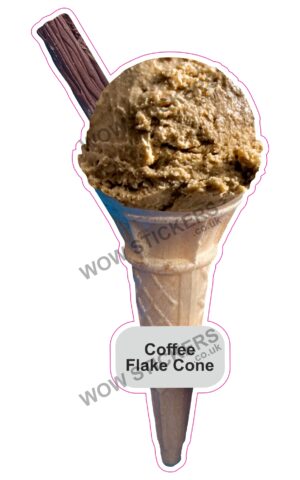 Coffee Scoop Ice Cream Cone with Flake
