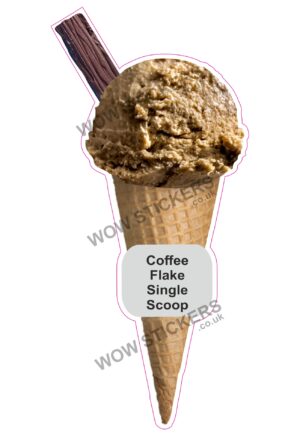 Coffee Scoop Ice Cream Waffle Cone with Flake