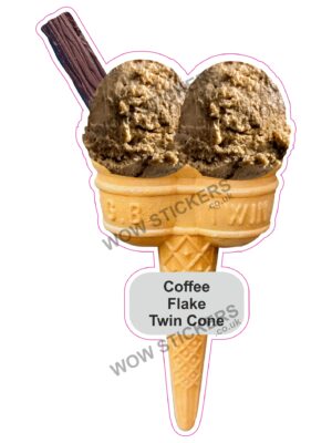 Coffee Scoop Ice Cream Twin Cone with Flake