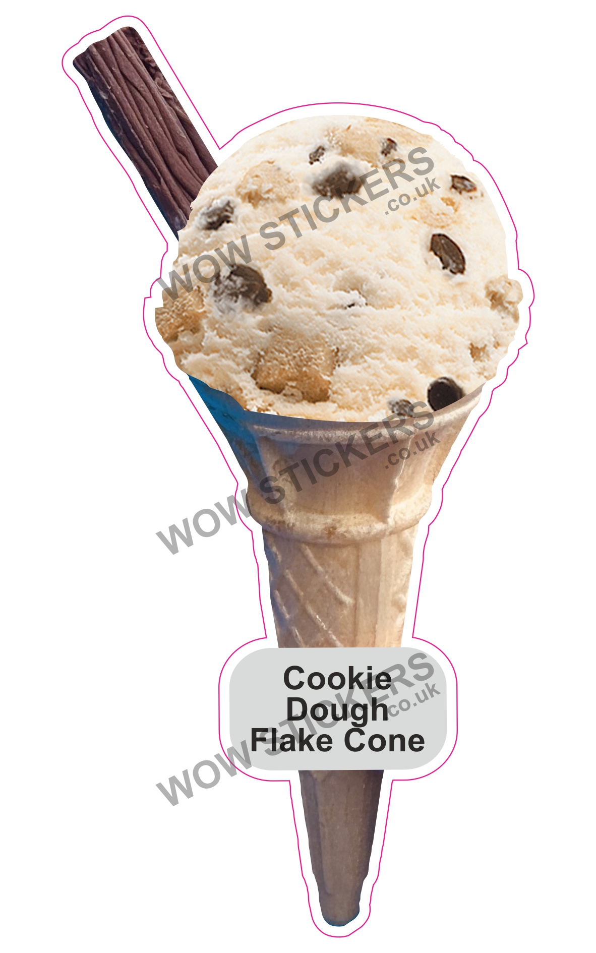 Cookie Dough Scoop Ice Cream Cone with Flake