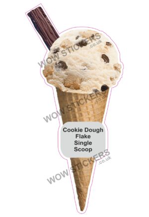 Cookie Dough Scoop Ice Cream Waffle Cone with Flake