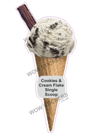 Cookies & Cream Scoop Ice Cream Waffle Cone with Flake