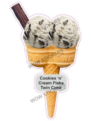 Cookies & Cream Scoop Ice Cream Twin Cone with Flake