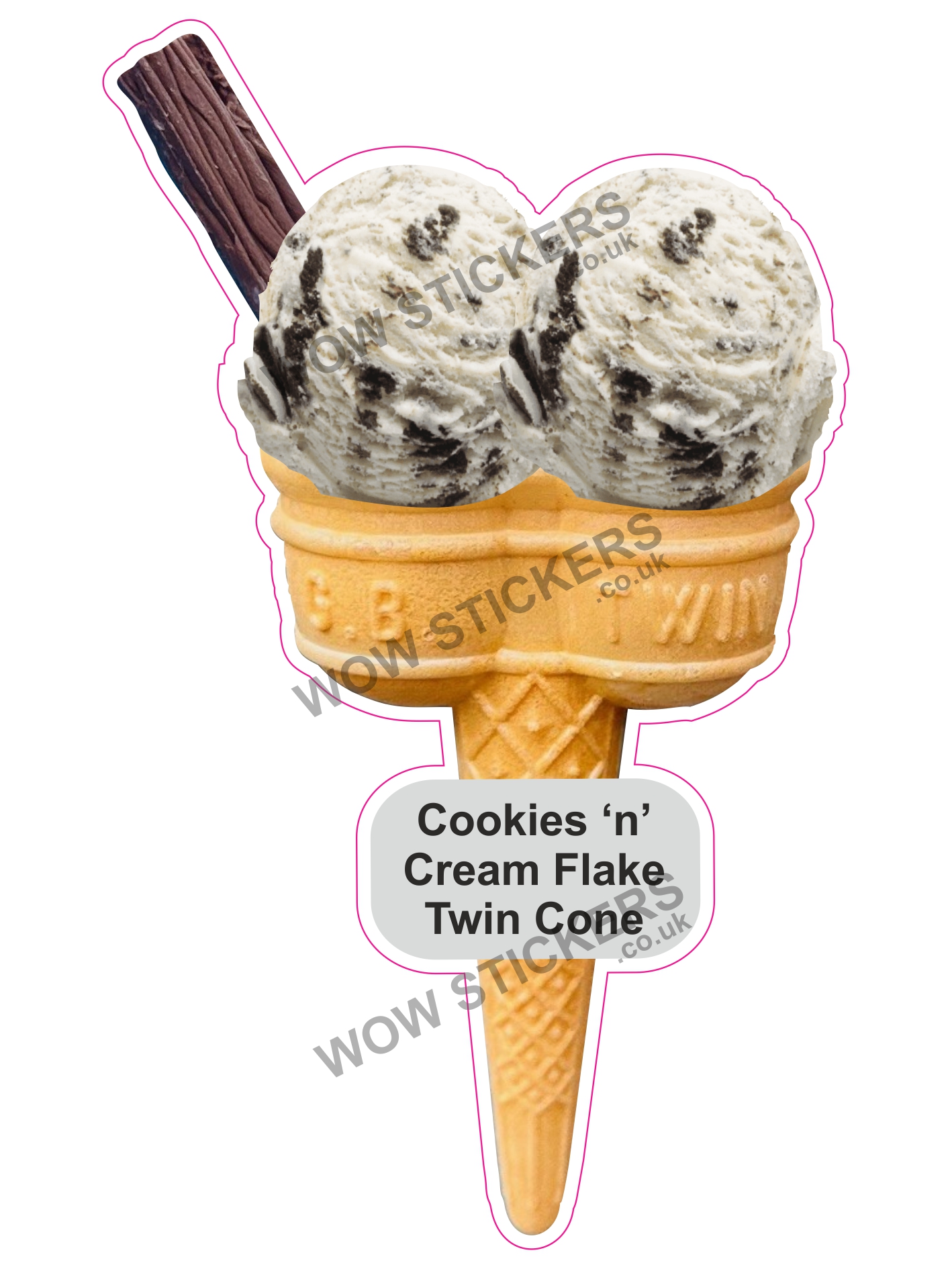 Cookies & Cream Scoop Ice Cream Twin Cone with Flake
