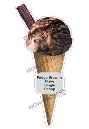 Fudge Brownie Scoop Ice Cream Waffle Cone with Flake