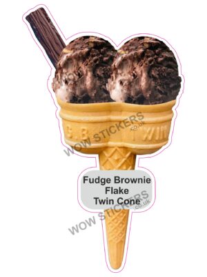 Fudge Brownie Scoop Ice Cream Twin Cone with Flake