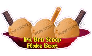 Irn Bru Scoop Ice Cream Boat with Flakes