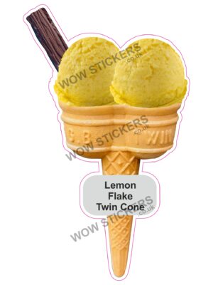 Lemon Scoop Ice Cream Twin Cone with Flake